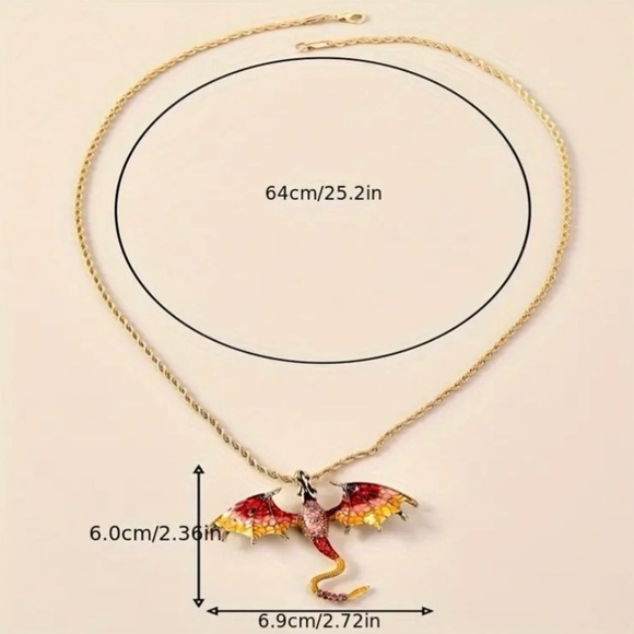 ✨Betsey Johnson Dragon Blaze Charm Necklace - Picture 4 of 6